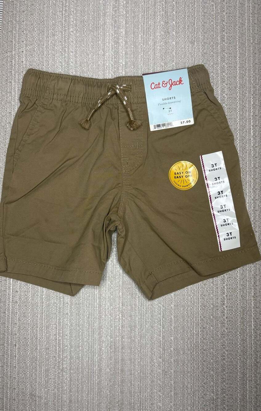 Cat & Jack Toddler Boys Brown Pull-On Twill Shorts with Flexible Drawstring Size